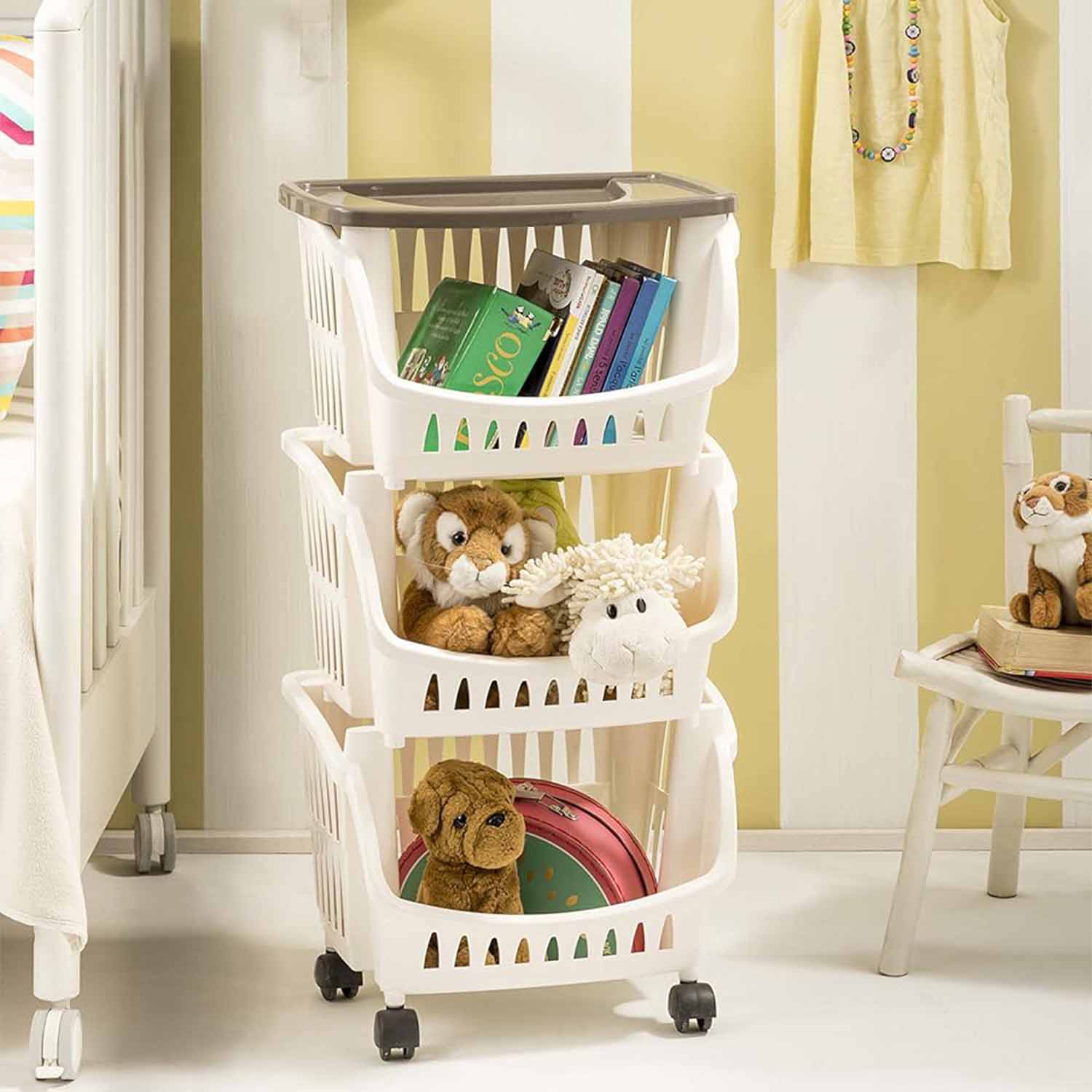 Bama Tidy Carrello Cucina con Ruote e Vassoio, Beige, 39.5 x 30 x 77 cm foto 5